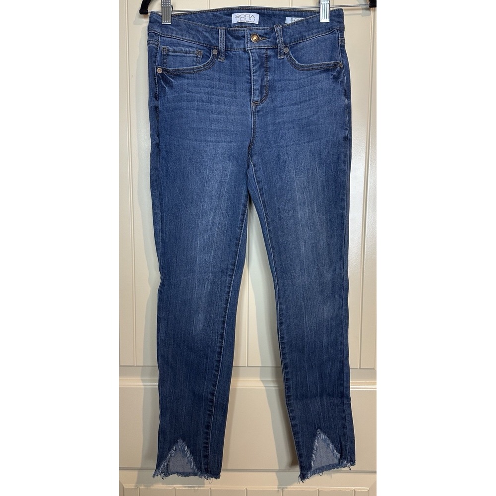 Sofia Skinny Ankle raw hem womens jeans sz 2 stretch